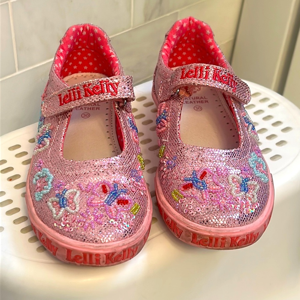 Lelli Kelly size 30 sequin and beaded Mary Jane shoes